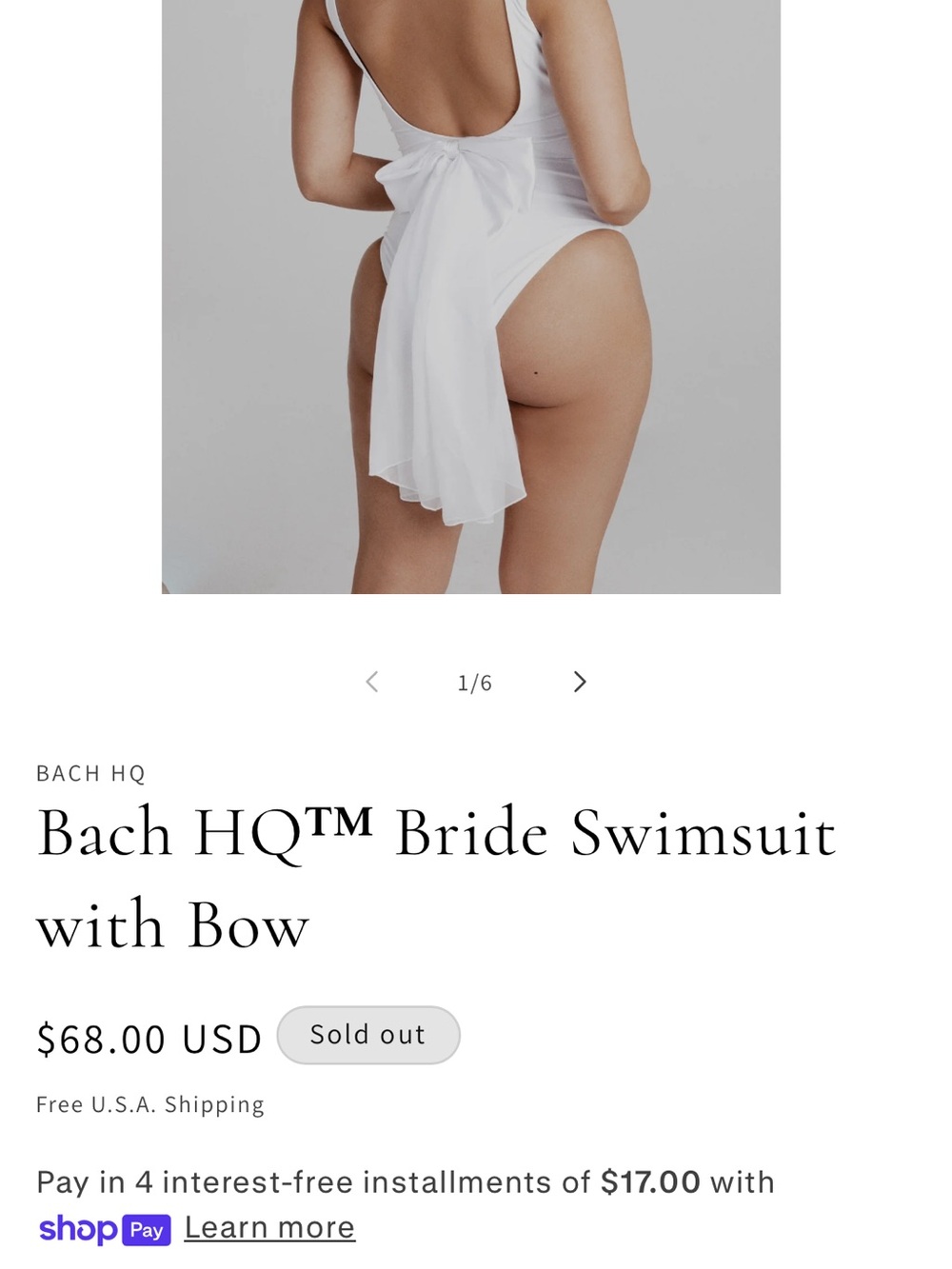Bride Swimsuit with Bow - White